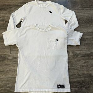 Abercrombie Fitch T Shirt Boys Sz 11/12 - White - Long Sleeve - Short Sleeve